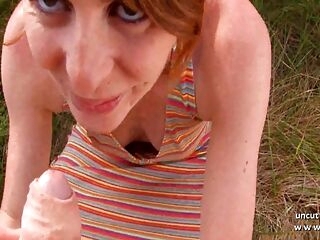 Amateur french red-haired bitch ass torn up with cum to mouth outdoor