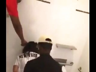 Thot getting fucked in movie theater rest room