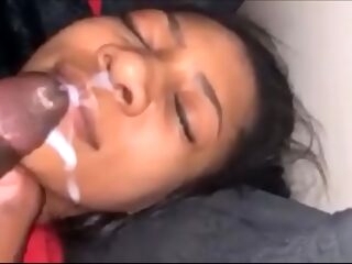 Youthful thot takes a facial cumshot