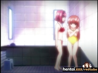 Two youthfull g/g gals play in the douche - Hentaixxx
